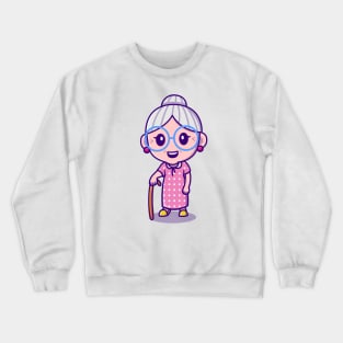 Cute Grandma Carrying Stick Crewneck Sweatshirt